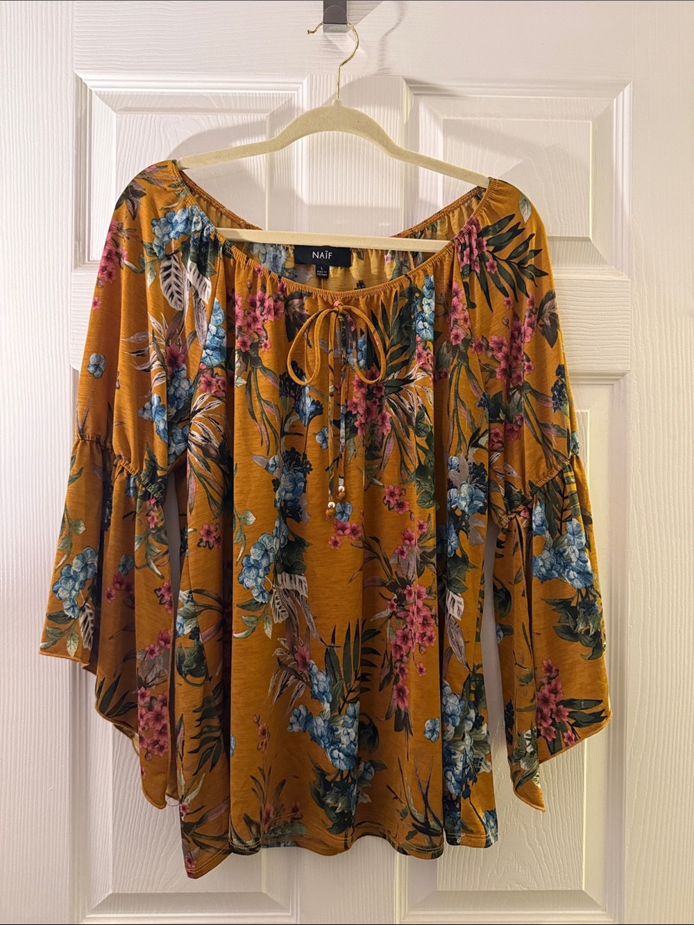 Floral Tunic with Blue & Pink Blooms